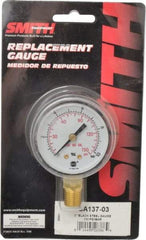 Miller-Smith - 1/4 Inch NPT, 150 Max psi, Steel Case Cylinder Pressure Gauge - 2 Inch Dial Diameter, All Gases - Exact Tool & Supply