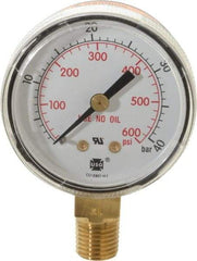 Miller-Smith - 1/4 Inch NPT, 600 Max psi, Steel Case Cylinder Pressure Gauge - 2 Inch Dial Diameter, All Gases - Exact Tool & Supply