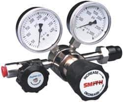 Miller-Smith - 660 CGA Inlet Connection, 100 Max psi, Corrosive Service Gases Welding Regulator - Stainless Steel Diaphragm Valve with 1/4" Swagelok Tube Fitting Thread - Exact Tool & Supply