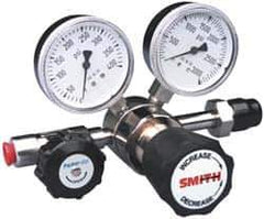 Miller-Smith - 660 CGA Inlet Connection, 100 Max psi, Corrosive Service Gases Welding Regulator - Stainless Steel Diaphragm Valve with 1/4" Swagelok Tube Fitting Thread - Exact Tool & Supply