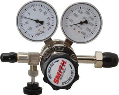 Miller-Smith - 580 CGA Inlet Connection, 15 Max psi, Argon, Nitrogen & Helium Welding Regulator - Needle Valve with 1/8" Swagelok Tube Fitting Thread - Exact Tool & Supply