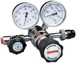 Miller-Smith - 330 CGA Inlet Connection, 100 Max psi, Corrosive Service Gases Welding Regulator - Stainless Steel Diaphragm Valve with 1/4" Swagelok Tube Fitting Thread - Exact Tool & Supply