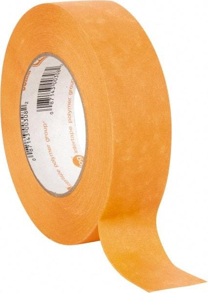 Intertape - 1-1/2" Wide x 60 Yd Long Orange Paper Masking Tape - Series Orange Mask, 7.3 mil Thick, 23 In/Lb Tensile Strength - Exact Tool & Supply