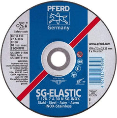 PFERD - 46 Grit, 4-1/2" Wheel Diam, 5/8" Arbor Hole, Type 27 Depressed Center Wheel - Aluminum Oxide - Exact Tool & Supply