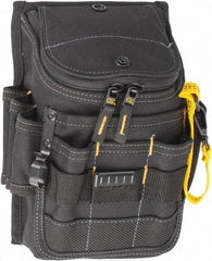 CLC - Medium Ziptop General Purpose Utility Pouch - Polyester, Black, 7-3/4" Wide x 9-3/4" High, Clip on or Through Belt - Exact Tool & Supply