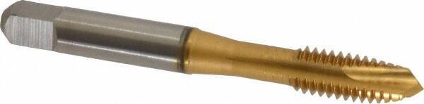 Accupro - 5/16-18 UNC, 3 Flute, TiN Finish, Powdered Metal Spiral Point Tap - Plug Chamfer, Right Hand Thread, 2-23/32" OAL, 3B Class of Fit - Exact Tool & Supply