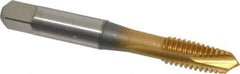 Accupro - 3/8-16 UNC, 3 Flute, TiN Finish, Powdered Metal Spiral Point Tap - Plug Chamfer, Right Hand Thread, 2-15/16" OAL, 3B Class of Fit - Exact Tool & Supply