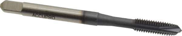 Accupro - #10-32 UNF, 3 Flute, TiCN Finish, Powdered Metal Spiral Point Tap - Plug Chamfer, Right Hand Thread, 2-3/8" OAL, 2B Class of Fit - Exact Tool & Supply