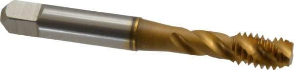 Accupro - 5/16-18 UNC 3 Flute 3B Modified Bottoming Spiral Flute Tap - Powdered Metal, TiN Finish, 2-23/32" OAL, Right Hand Flute, Right Hand Thread, H3 - Exact Tool & Supply