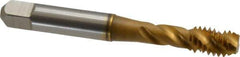 Accupro - 5/16-18 UNC 3 Flute 3B Modified Bottoming Spiral Flute Tap - Powdered Metal, TiN Finish, 2-23/32" OAL, Right Hand Flute, Right Hand Thread, H3 - Exact Tool & Supply