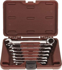 Paramount - 8 Piece, 5/16 to 3/4", Reversible Ratcheting Combination Wrench Set - Inch System of Measurement, Full Polish Chrome Finish, Comes in Blow Molded Case - Exact Tool & Supply