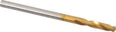Guhring - #34 130° Parabolic Flute Cobalt Screw Machine Drill Bit - TiN Finish, Right Hand Cut, 16mm Flute Length, 46mm OAL, Standard Point, Straight Shank - Exact Tool & Supply