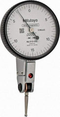 Mitutoyo - 0.03 Inch Range, 0.0005 Inch Dial Graduation, Horizontal Dial Test Indicator - 1.5748 Inch White Dial, 0-15-0 Dial Reading, Accurate to 0.0005 Inch - Exact Tool & Supply