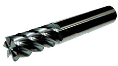 Accupro - 1", 1-3/4" LOC, 1" Shank Diam, 4" OAL, 6 Flute, Solid Carbide Square End Mill - Single End, TiCN Finish, Spiral Flute, 40° Helix, Centercutting, Right Hand Cut, Right Hand Flute - Exact Tool & Supply
