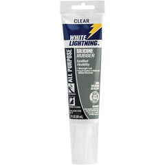 White Lightning - 3 oz Cartridge Clear RTV Silicone Joint Sealant - -80 to 400°F Operating Temp, 30 min Tack Free Dry Time, 24 hr Full Cure Time - Exact Tool & Supply