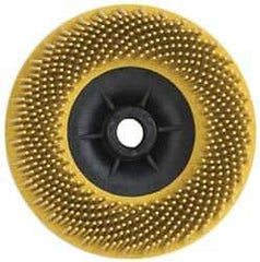 3M - 4-1/2" 80 Grit Ceramic Straight Disc Brush - Medium Grade, Threaded Hole Connector, 3/4" Trim Length, 5/8-11 Threaded Arbor Hole - Exact Tool & Supply