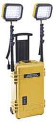 Pelican Products, Inc. - 12 Volt, 48 Watt, Electric, LED Portable Floor Work Light - 13.78" Cord, 2 Heads, 500 & 6,000 Lumens, 22" Long x 13.81" Wide x 9" High - Exact Tool & Supply