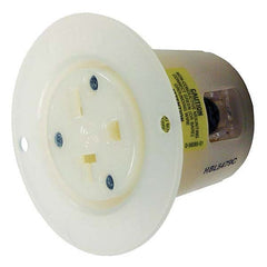 Hubbell Wiring Device-Kellems - 250V 20A NEMA 6-20R Commercial Grade White Straight Blade Flanged Receptacle - Exact Tool & Supply