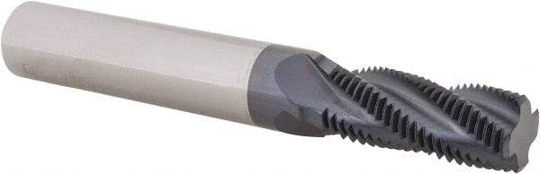Scientific Cutting Tools - 9/16-20 UN, 0.45" Cutting Diam, 4 Flute, Solid Carbide Helical Flute Thread Mill - Internal/External Thread, 1.12" LOC, 3-1/2" OAL, 1/2" Shank Diam - Exact Tool & Supply