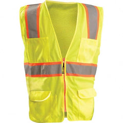 OccuNomix - Size 4XL HI-Vis Orange Mesh/Solid Surveyor's High Visibility Vest - Exact Tool & Supply