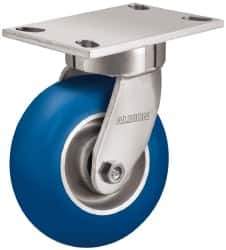 Albion - 5" Diam x 2" Wide x 6-1/2" OAH Top Plate Mount Swivel Caster - Neoprene, 600 Lb Capacity, Precision Sealed Bearing, 4 x 4-1/2" Plate - Exact Tool & Supply