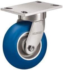 Albion - 6" Diam x 2" Wide x 7-1/4" OAH Top Plate Mount Swivel Caster - Neoprene, 700 Lb Capacity, Precision Sealed Bearing, 4 x 4-1/2" Plate - Exact Tool & Supply