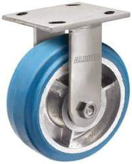 Albion - 4" Diam x 2" Wide x 5-5/8" OAH Top Plate Mount Rigid Caster - Neoprene, 500 Lb Capacity, Roller Bearing, 4 x 4-1/2" Plate - Exact Tool & Supply
