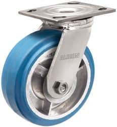 Albion - 6" Diam x 2" Wide x 7-1/4" OAH Top Plate Mount Swivel Caster - Neoprene, 700 Lb Capacity, Roller Bearing, 4 x 4-1/2" Plate - Exact Tool & Supply