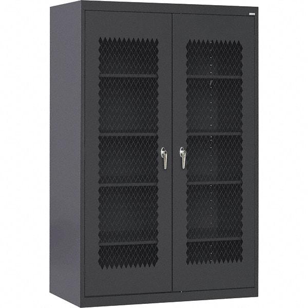 Sandusky Lee - 5 Shelf Visible Storage Cabinet - Steel, 36" Wide x 24" Deep x 72" High, Black - Exact Tool & Supply