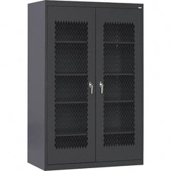 Sandusky Lee - 5 Shelf Visible Storage Cabinet - Steel, 36" Wide x 24" Deep x 72" High, Black - Exact Tool & Supply