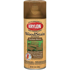 Krylon - 0.5 Qt Aerosol Can Earth Brown Wood Stain - Oil-Based, Semi-Transparent - Exact Tool & Supply