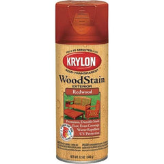 Krylon - 0.5 Qt Aerosol Can Redwood Wood Stain - Oil-Based, Semi-Transparent - Exact Tool & Supply