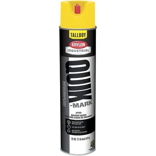 Krylon - 25 fl oz Yellow Marking Paint - 35 to 71 Sq Ft Coverage, Solvent-Based Formula - Exact Tool & Supply