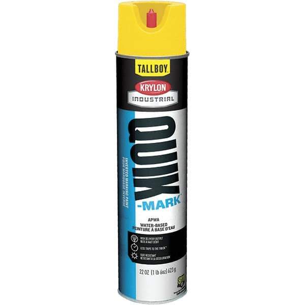 Krylon - 25 fl oz Yellow Marking Paint - 35 to 71 Sq Ft Coverage, Water-Based Formula - Exact Tool & Supply