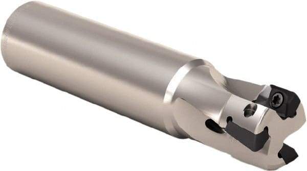 Seco - 25mm Cut Diam, 8mm Max Depth of Cut, 25mm Shank Diam, 101mm OAL, Indexable Square Shoulder End Mill - XO.. 0903.. Inserts, Weldon Shank, 90° Lead Angle, Through Coolant, Series Micro Turbo - Exact Tool & Supply