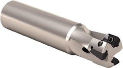 Seco - 25mm Cut Diam, 8mm Max Depth of Cut, 25mm Shank Diam, 101mm OAL, Indexable Square Shoulder End Mill - XO.. 0903.. Inserts, Weldon Shank, 90° Lead Angle, Through Coolant, Series Micro Turbo - Exact Tool & Supply