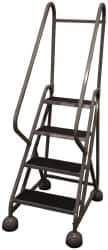 Cotterman - 42" 4 Step MasterStep Rolling Office Ladder - Assembled, 450 Lb Capacity, 36" Platform Height, 26" Base Width x 39" Base Depth, Rubber Matted - Exact Tool & Supply