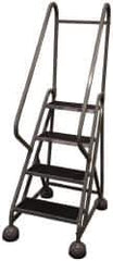 Cotterman - 42" 4 Step MasterStep Rolling Office Ladder - Assembled, 450 Lb Capacity, 36" Platform Height, 26" Base Width x 39" Base Depth, Rubber Matted - Exact Tool & Supply