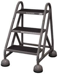 Cotterman - 33" 3 Step MasterStep Rolling Office Ladder - Assembled, 450 Lb Capacity, 27" Platform Height, 25" Base Width x 34" Base Depth, Rubber Matted - Exact Tool & Supply