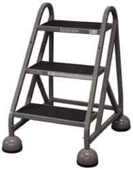 Cotterman - 33" 3 Step MasterStep Rolling Office Ladder - Assembled, 450 Lb Capacity, 27" Platform Height, 25" Base Width x 34" Base Depth, Rubber Matted - Exact Tool & Supply