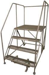 Cotterman - 70" 4 Step Rolling Work Platform - Assembled, 800 Lb Capacity, 40" Platform Height, 40" Base Width x 62" Base Depth, Serrated Steel - Exact Tool & Supply