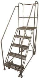 Cotterman - 86" 5 Step Rolling Work Platform - Assembled, 800 Lb Capacity, 50" Platform Height, 28" Base Width x 58" Base Depth, Serrated Steel - Exact Tool & Supply