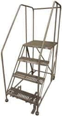 Cotterman - 70" 4 Step Rolling Work Platform - Assembled, 800 Lb Capacity, 40" Platform Height, 28" Base Width x 50" Base Depth, Serrated Steel - Exact Tool & Supply