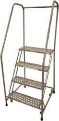 Cotterman - 70" 4 Step Rolling Warehouse Ladder - Assembled, 450 Lb Capacity, 40" Platform Height, 30" Base Width x 31" Base Depth, Perforated Tread - Exact Tool & Supply