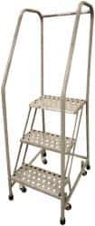 Cotterman - 80" 5 Step Rolling Warehouse Ladder - Assembled, 450 Lb Capacity, 50" Platform Height, 20" Base Width x 40" Base Depth, Perforated Tread - Exact Tool & Supply