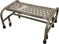 Cotterman - 12" 1 Step Rolling Warehouse Ladder - Assembled, 450 Lb Capacity, 12" Platform Height, 26" Base Width x 19" Base Depth, Perforated Tread - Exact Tool & Supply