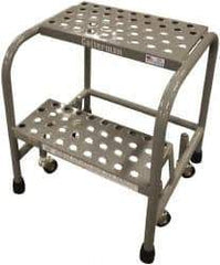 Cotterman - 20" 2 Step Rolling Warehouse Ladder - Assembled, 450 Lb Capacity, 20" Platform Height, 26" Base Width x 18" Base Depth, Perforated Tread - Exact Tool & Supply