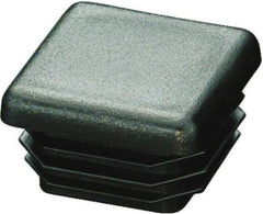 Caplugs - Square Finishing Plug for 10 to 14 Gauge Panels, for 1-1/2" Tube Diam - 0.52" Deep, Low-Density Polyethylene, Black - Exact Tool & Supply