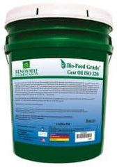 Renewable Lubricants - 5 Gal Pail, Mineral Gear Oil - 10°F to 250°F, 166 St Viscosity at 40°C, 24.1 St Viscosity at 100°C, ISO 220 - Exact Tool & Supply
