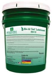Renewable Lubricants - 5 Gal Pail, ISO 32, Air Tool Oil - -22°F to 250°, 29.33 Viscosity (cSt) at 40°C, 7.34 Viscosity (cSt) at 100°C, Series Bio-Air - Exact Tool & Supply